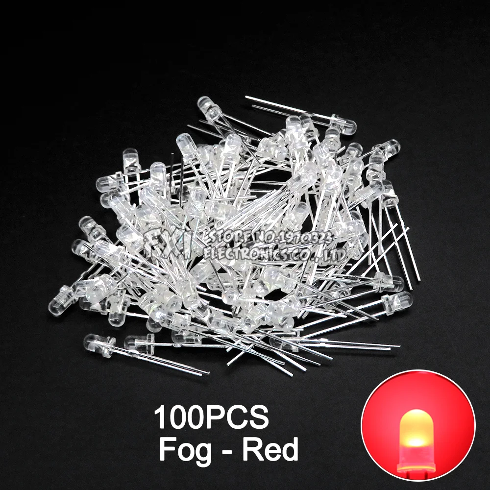 100PCS F3 LED Diode 3MM Sortiertes Kit Weiß Grün Rot Blau Gelb Orange Rosa Lila Warmweiß DIY Kit Leuchtdiode bxv
