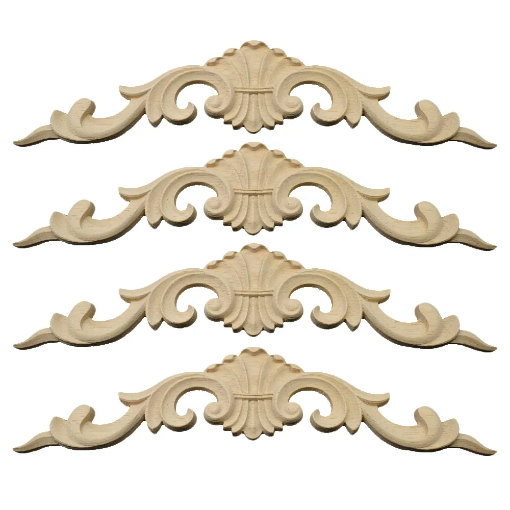 

4PCS 25cm Natural Wood Appliques Irregular Flower Carving Decorative Wooden Mouldings Vintage Home Decor Figurines Miniatures