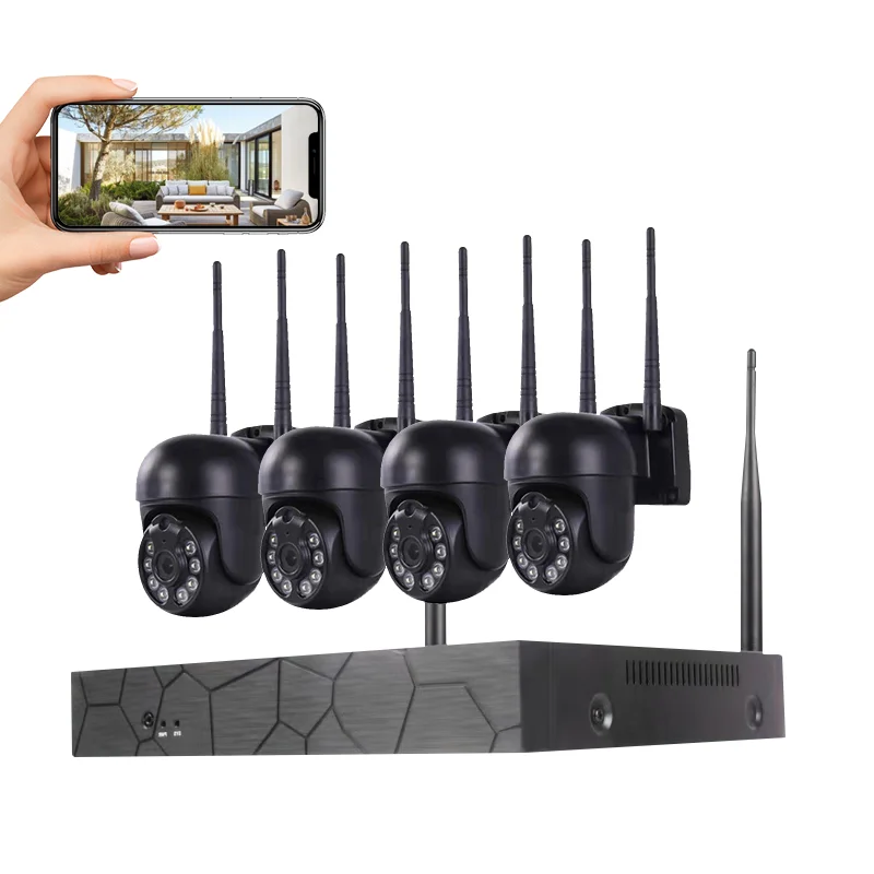 Home Security 4CH Wireless CCTV Cameras System 3MP Eseecloud HD Waterproof WiFi NVR Kit Outdoor IP PTZ Dome Camera