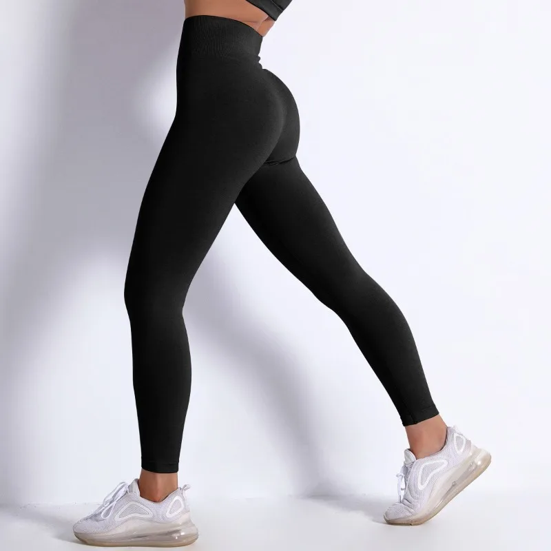 

Женские спортивные Леггинсы с высокой талией, однотонные трикотажные колготки, высокоэластичные штаны для подтягивания бедер, бесшовные облегающие леггинсы для занятий йогой