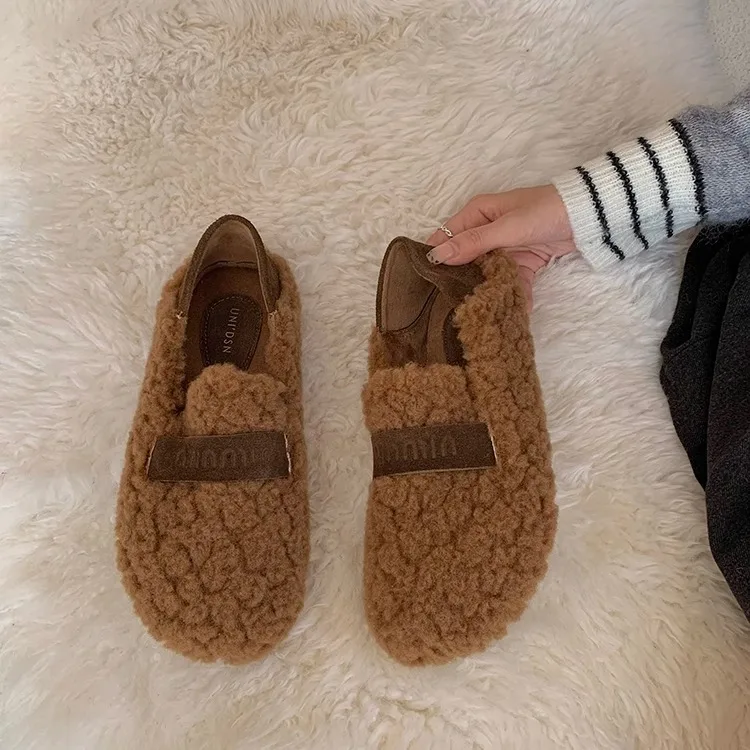 Loafers Fur Winter Shoes Women Casual Female Sneakers Flats New Moccasin Dress Loafers Fur Shoes Woman 2024 Casual Female Sneake