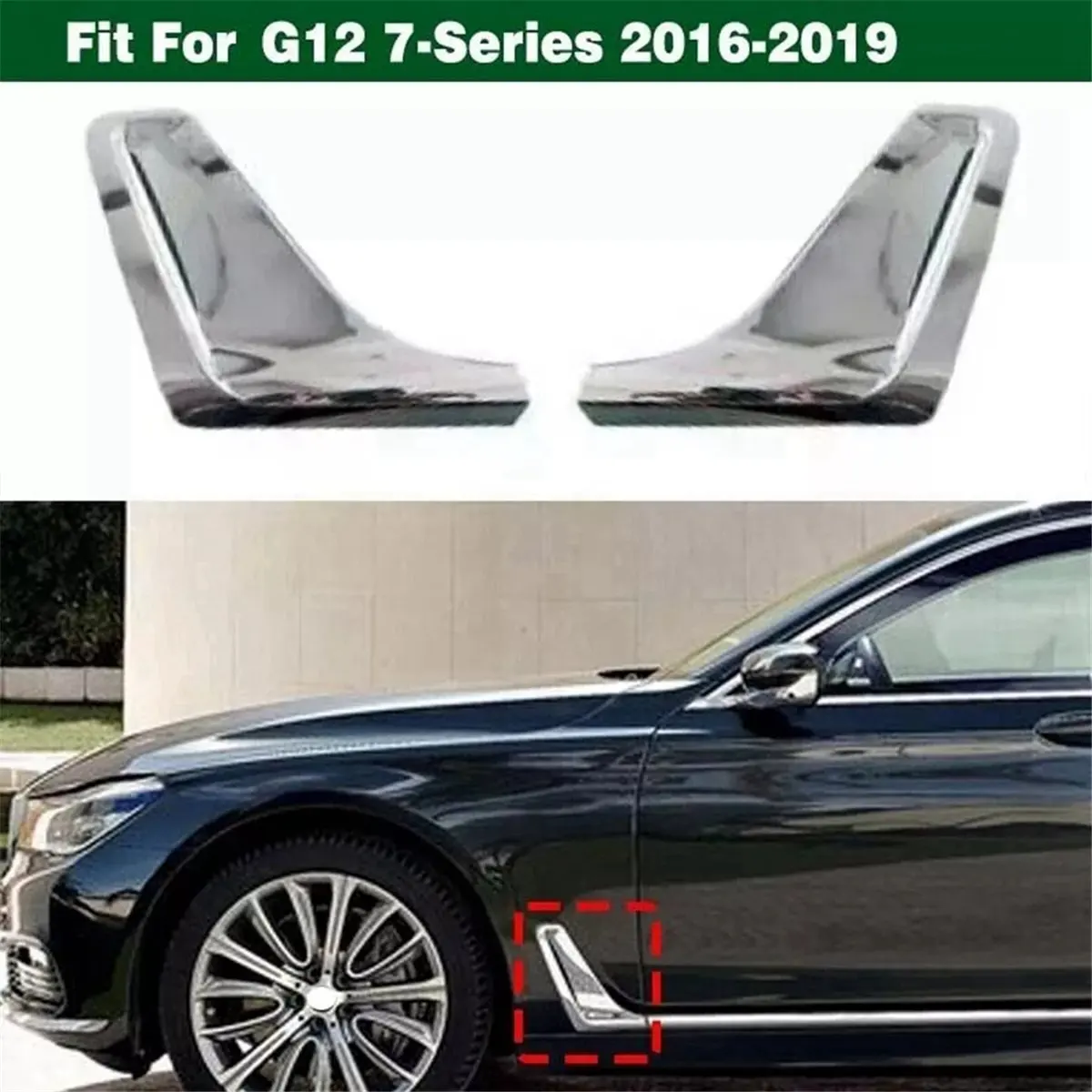 Super Sale 2PCS New Side Fender Air Duct Panel Chrome Trim for BMW G12 7 Series 2016-2019 51137347377 51747347378
