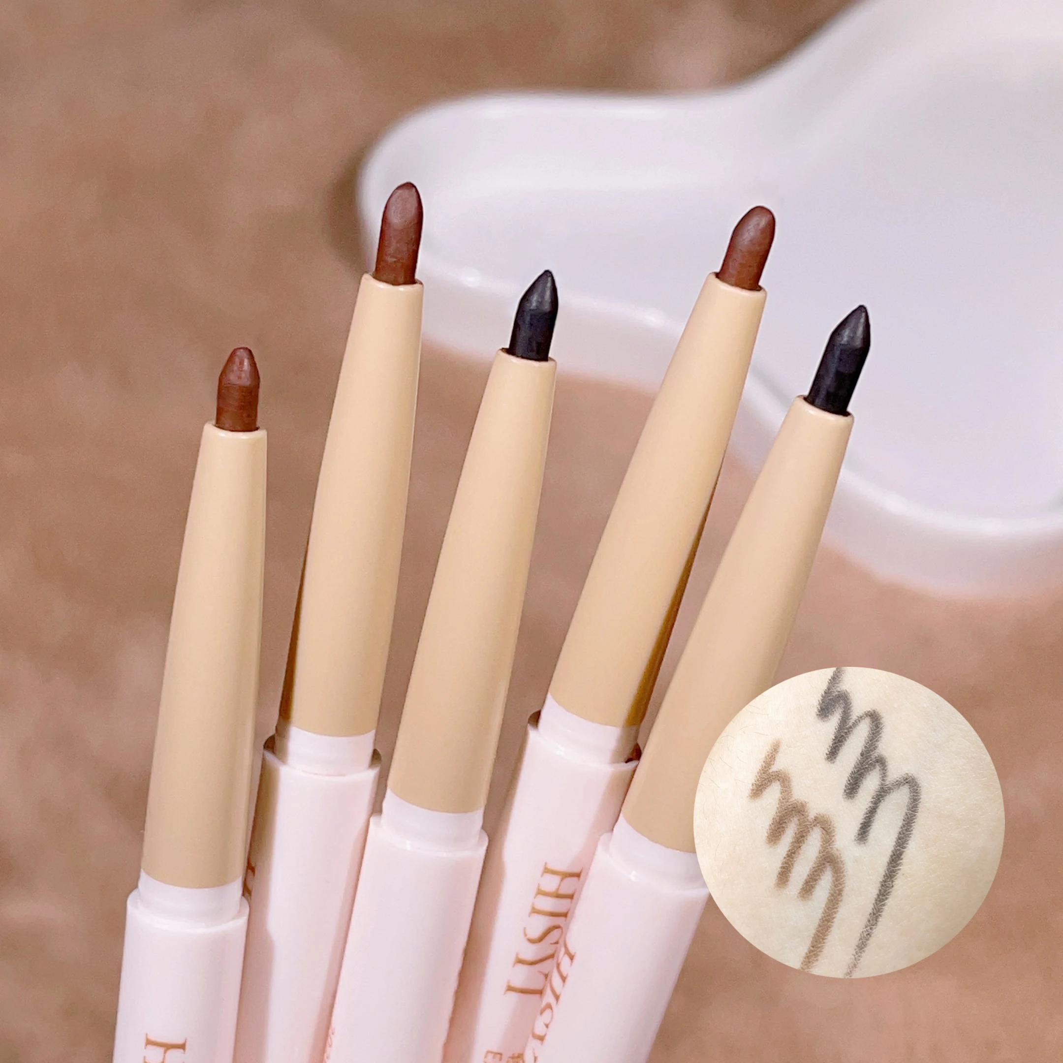 Lápiz Delineador de ojos en gel con boceto ligero resistente al agua: delineador de ojos fino natural a prueba de manchas de larga duración