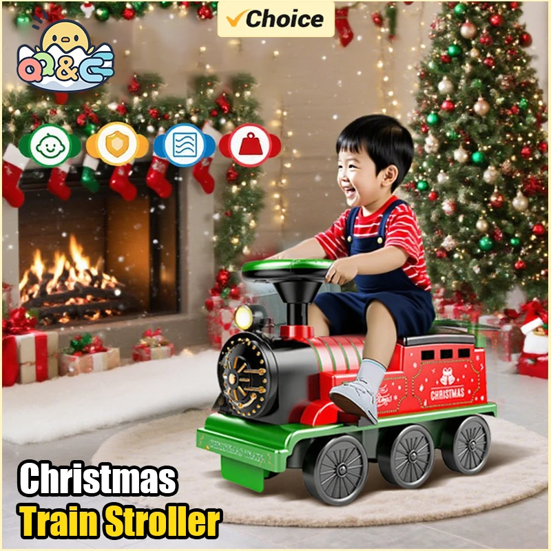 รถไฟฟ้าเด็ก ของเล่นรถไฟเดินเล่น รถเข็นเด็กแบบเดินเล่น เด็กสามารถเดินตามรถไฟได้ รถไฟแบบคลาสสิก ของขวัญคริสต์มาส