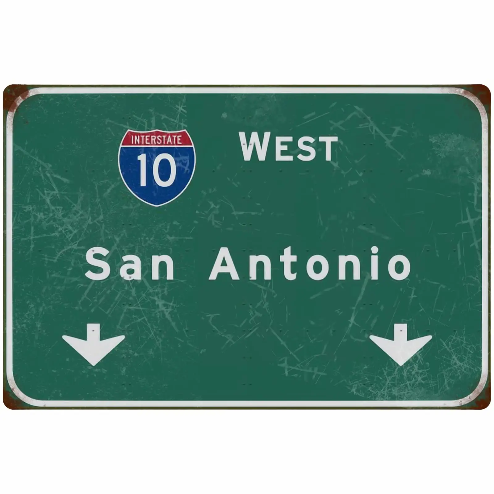 Bakaevsm Tin Sign Vintage West San Antonio Intercontinental 10 Highway Sign Metal Painting Bar Club Restaurant Cafe Wall Decorat