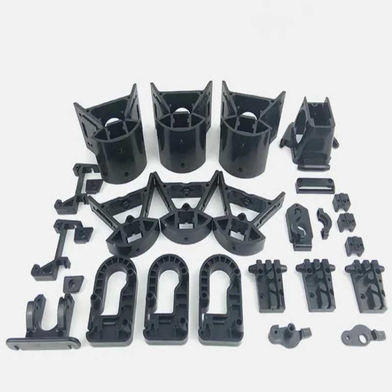 OEM Custom Various Types of Mechanical Components Made from Black Plastic Material Using 3D Printing.