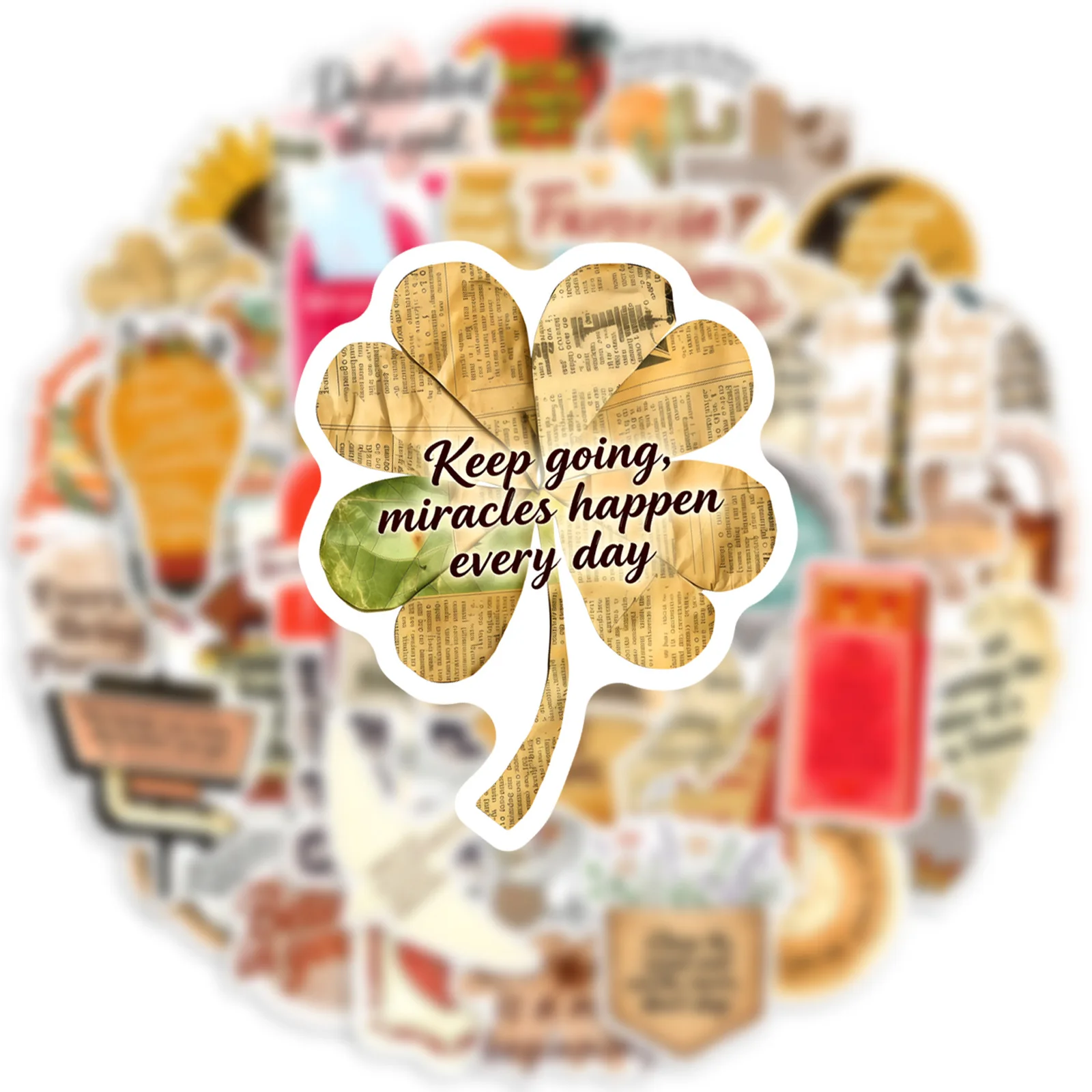 

10/50PCS Retro Literary Inspirational Phrase Sticker Cartoon Personality Graffiti Waterproof Decal Creative DIY Water Cup