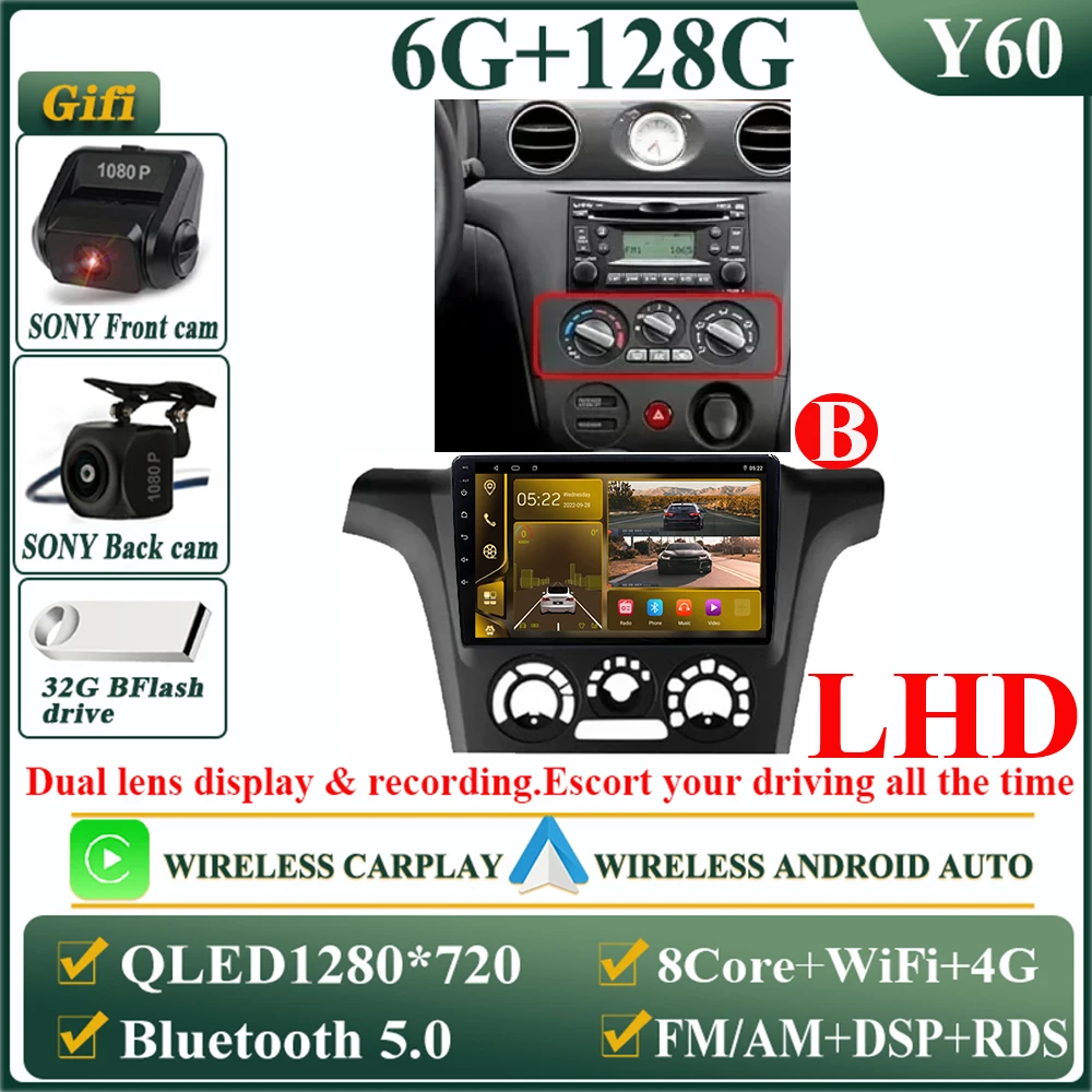 2K Android 16 autoradio voor Mitsubishi Outlander 1 2002-2008 multimediaspeler GPS navigatie Carplay split screen 2K