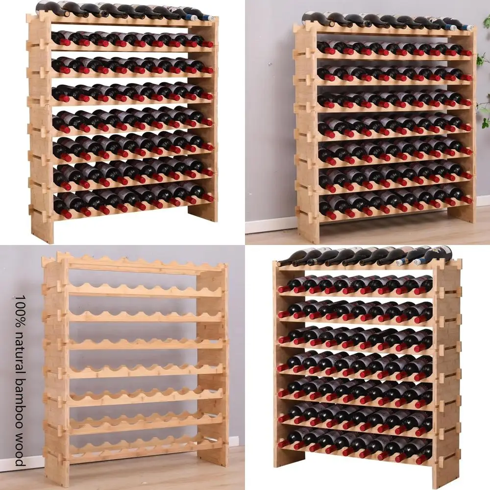

Modular Bamboo Wine Rack - 72-Bottle Floor Standing Storage Cabinet with Display Shelves