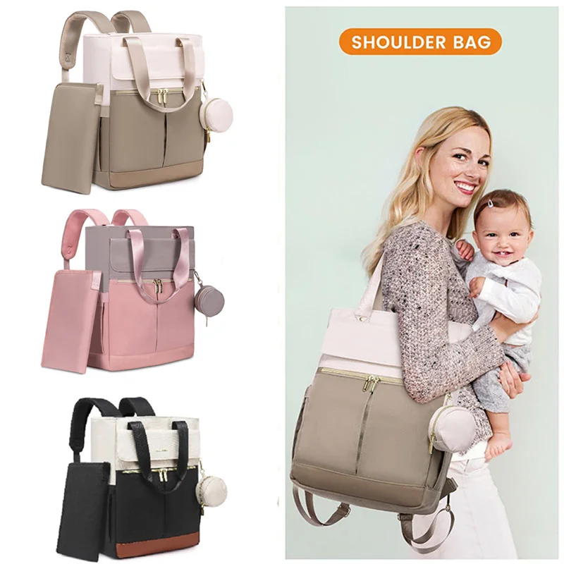 

Mommy Bag Travel and Leisure Fashionable Backpack Baby Diaper Bag with Insulated Pockets Large Capacity Waterproof Tote Bag
