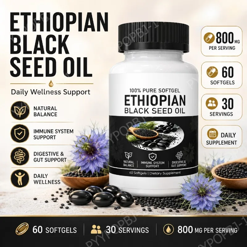 Ethiopian Black Seed Oil Softgels 800mg Per Serving Daily Wellness Support 60 Softgels Non GMO