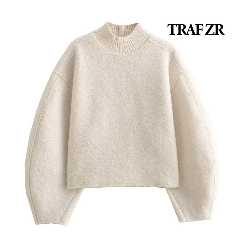 

TRAF ZR Basic T-shirts Woman Autumn/winter 2024 Solid Long Sleeve Tee Turtleneck Women Tops Harajuku Fashion Y2K T-shirts