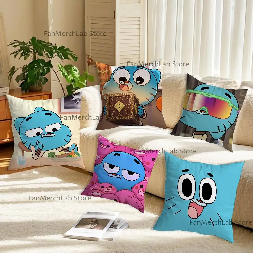 

G-GumballS Cartoon Watterson Pillow Covers Cartoon Sofa Decorative Home Double-sided Printing Short Plush Cute Cushion Cover