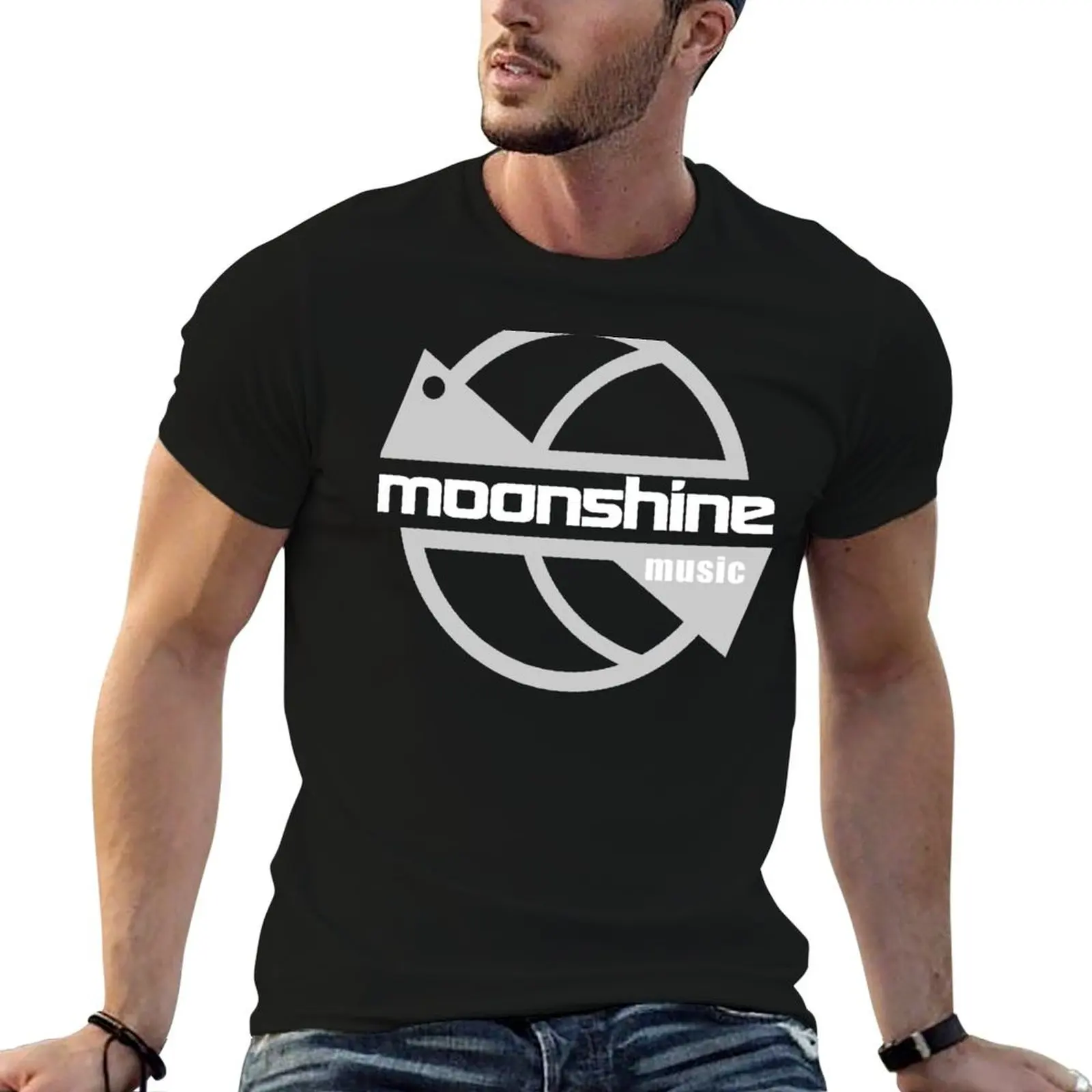 Moonshine Music T-Shirt Basic Simple Design Short Sleeve Shirt