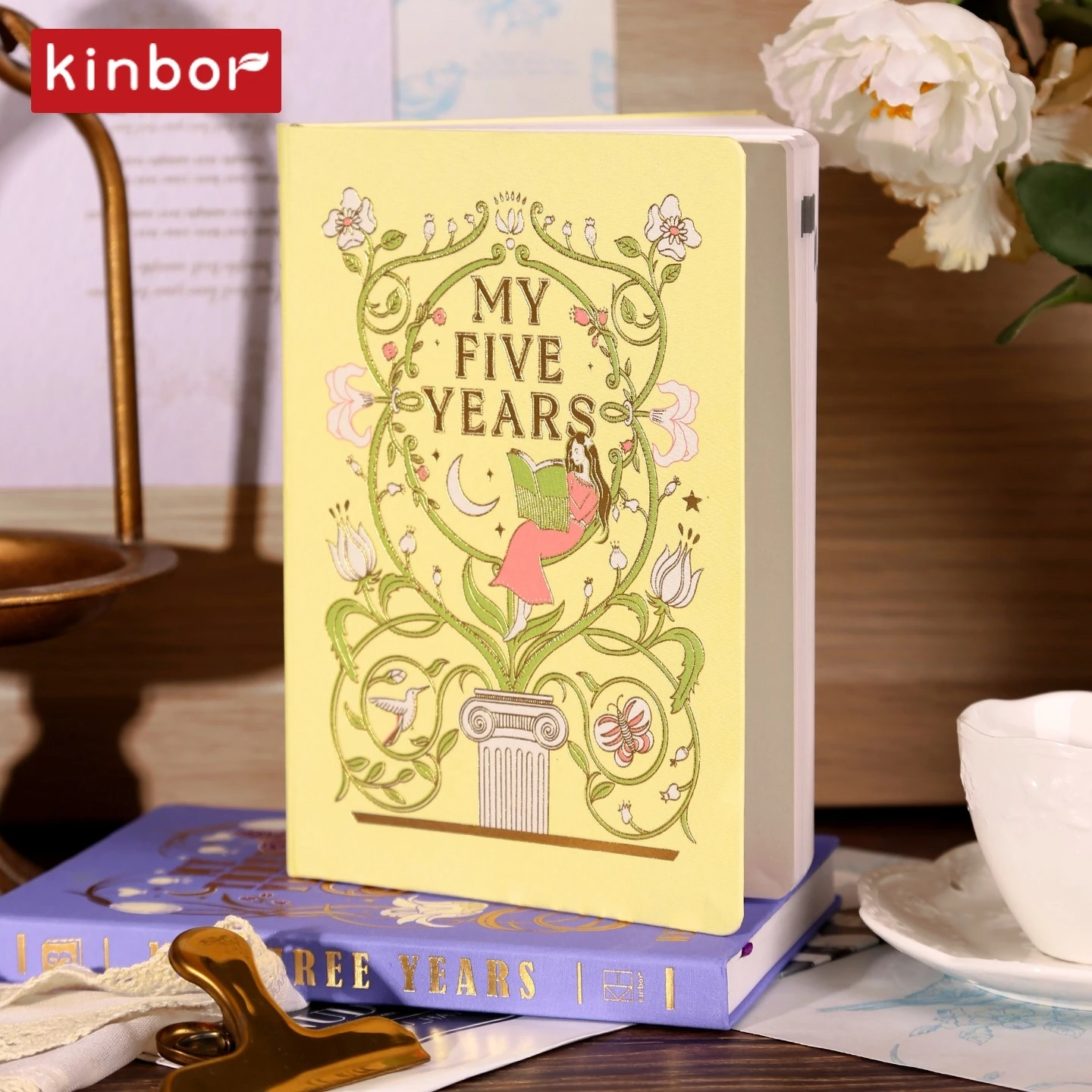 Kinbor مجموعة الخطة خمس سنوات 64 جرام دفتر التوضيح A5 كتيب المستمر الذاتي ملء مذكرات كفاءة إدارة الوقت