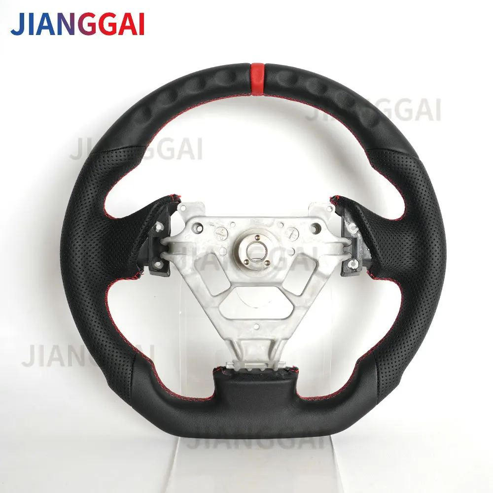 Full Leather Steering Wheel Red Stitch Position Line For INFINITI G35 FX 2004-2007 Perforated Leather Car Upgrade Accessories