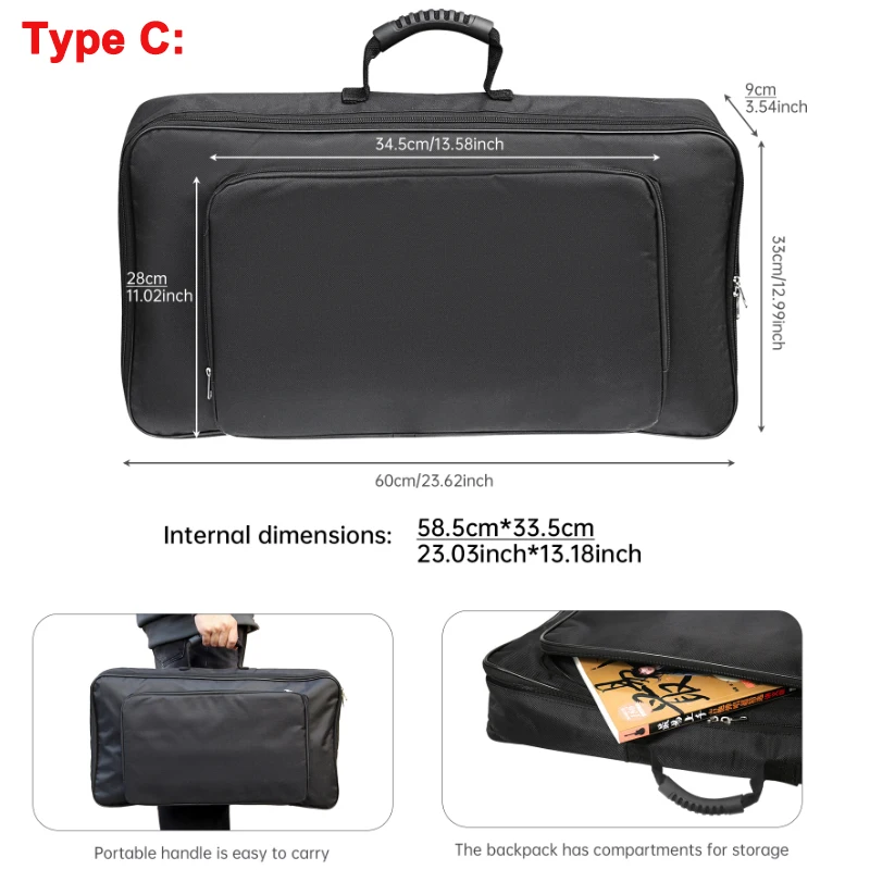 Tablero de Pedal de efectos de guitarra portátil Universal, bolsa Gig, estuche suave, estilo grande, bricolaje, tablero de guitarra, 58x33x10cm