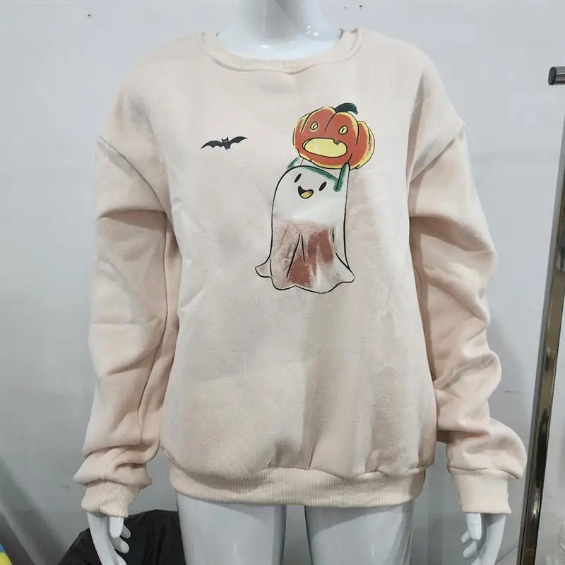 Loween Pumpkin Long Face Sweat à capuche femme longue Sve Sweatshirt Collection hiver confortable Polyester Crew Ne pull