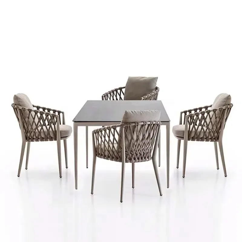 Modern Comfortable Outdoor Aluminum Table and Chair Set for Hotel Terrace Courtyard Balcony Garden Leisure Dining Furniture