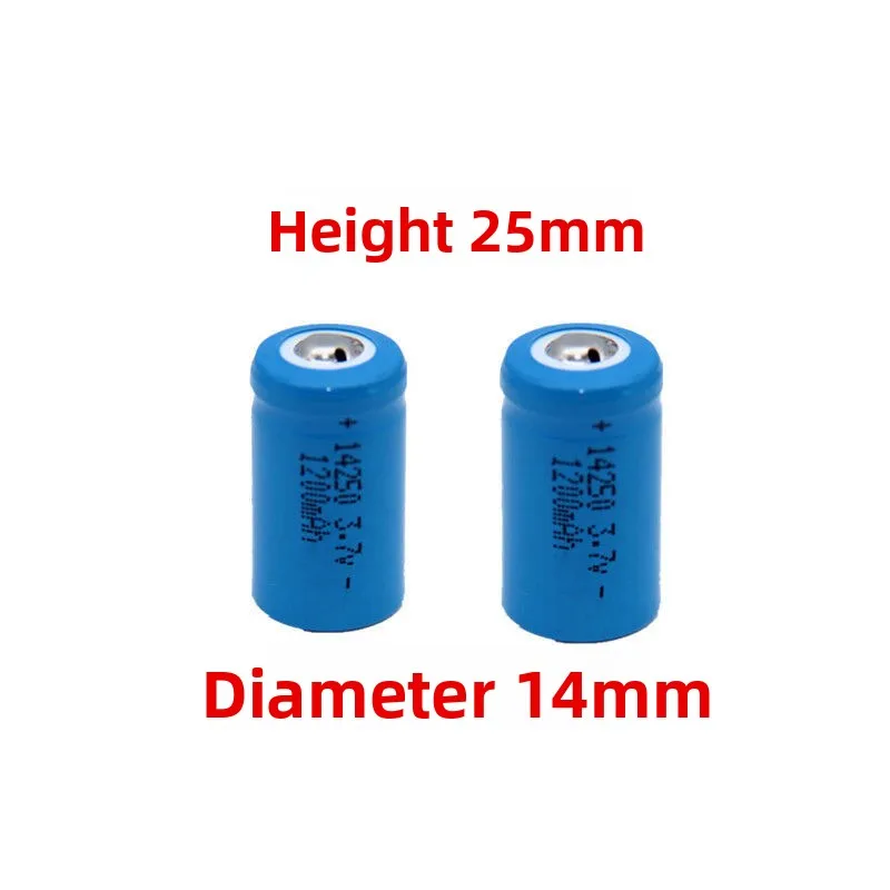 2PCS 14250 1200mAh 3.7V Li-Ion Rechargeable Battery for Laser Sight Infrared Sight Flashlight Thermometer Sphygmomanometer