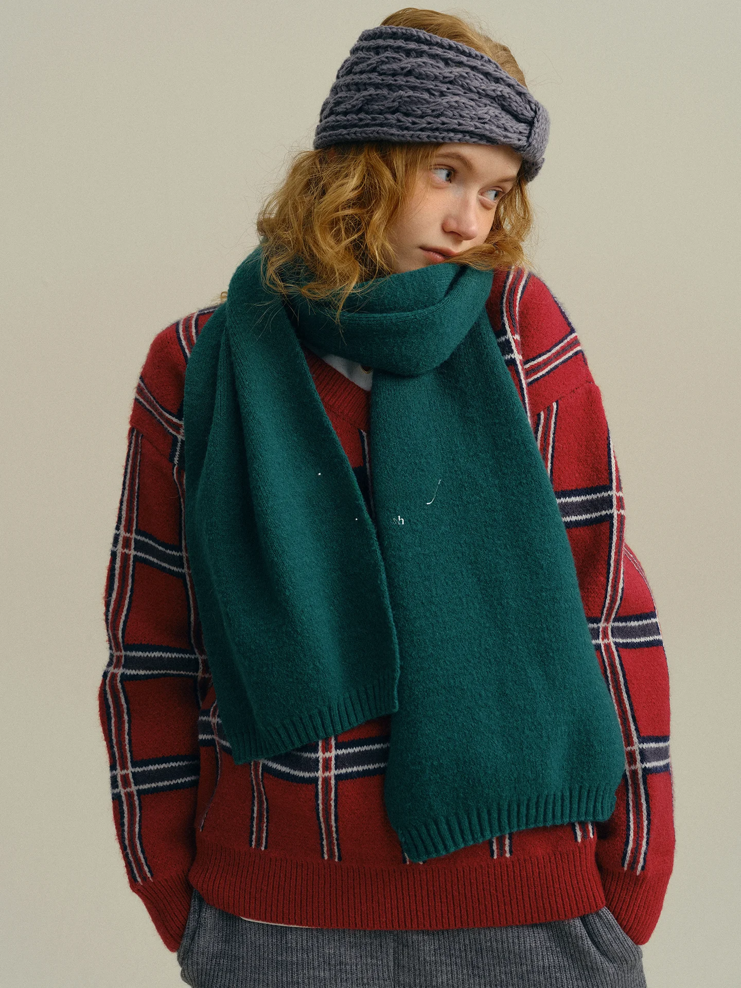 

Винтажный вязаный свитер с V-образным вырезом, универсальный повседневный свободный крой, с длинными рукавами, женский зимний модный топ