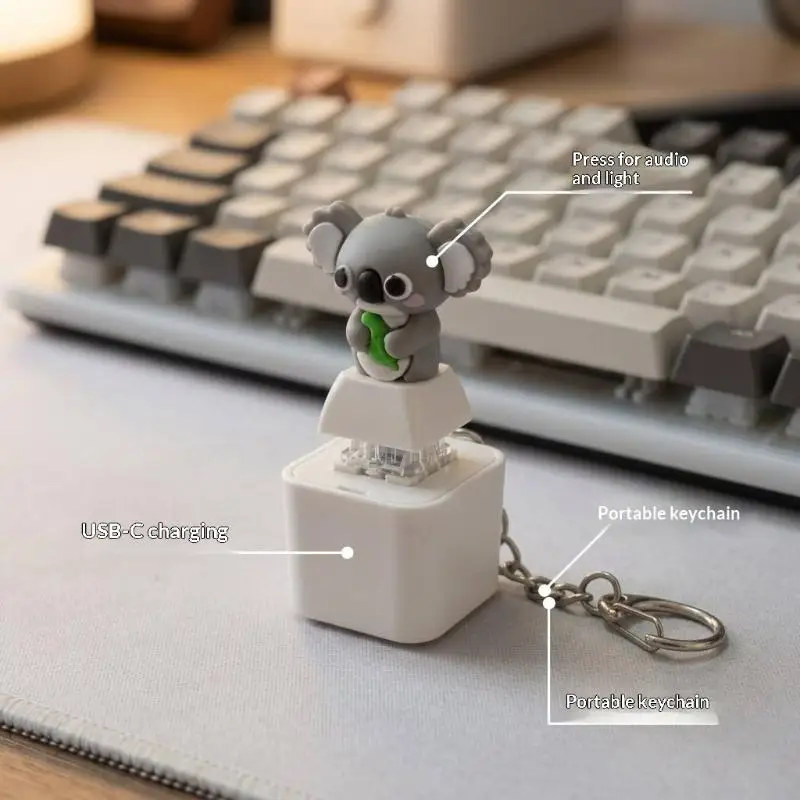 Anti-Stress Farm Animal Keychain LED Light Up Sounding Fidget Toy with Cow Sheep Donkey Pigeon for Kids Party Favors