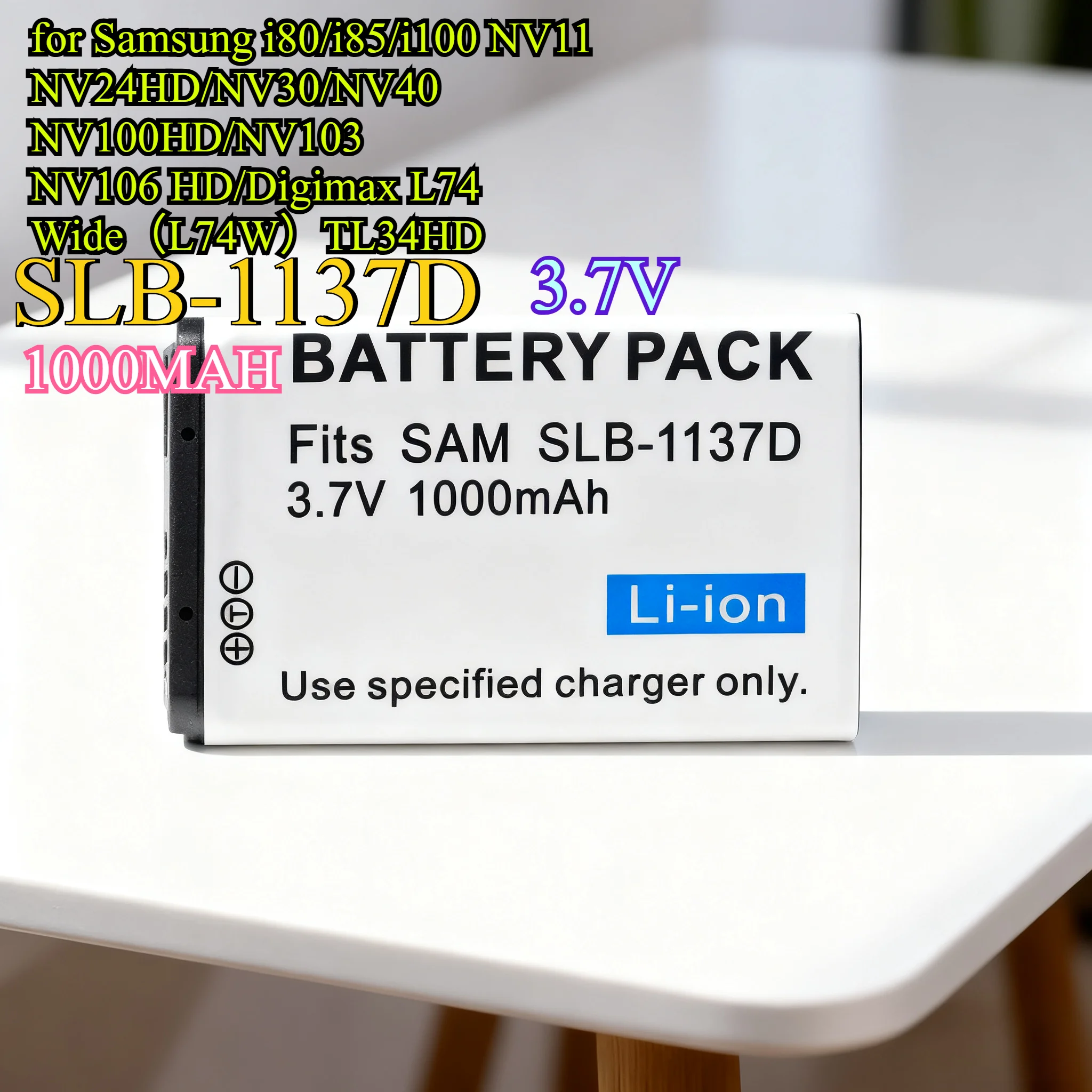 

1300mAh SLB-1137D Replacement Battery for Samsung Li-ion Power Pack Compatible with I80/NV11/NV30/NV40/NV100/NV103 L74 Series