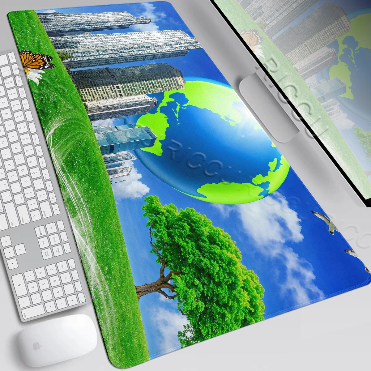 Frutiger Aero Art Large Mouse Pad Gamer Laptop Desk Mat Gaming Keyboard Accessories Office PC Rubber Lock-Edge Mousepad Carpet