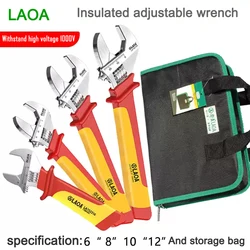 LAOA 6 /8/10/12 inch VDE Insulated Adjustable Wrench 1000V Universal Spanner Electrician Maintenance Handle Hand Repair Tool