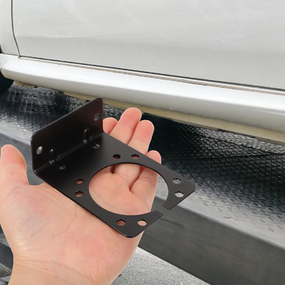 

2Pcs 7 Pin Trailer Socket Mounting Bracket Durable Iron Rv Towing Accessory Stable Power Transmission Easy Install