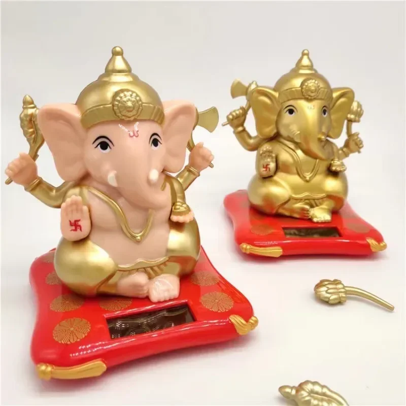 

Ganesha Elephant God Statues Solar Powered Indian Ganesha Idol Figurine for Car Dashboard Home Decor Crafts ganesha statue