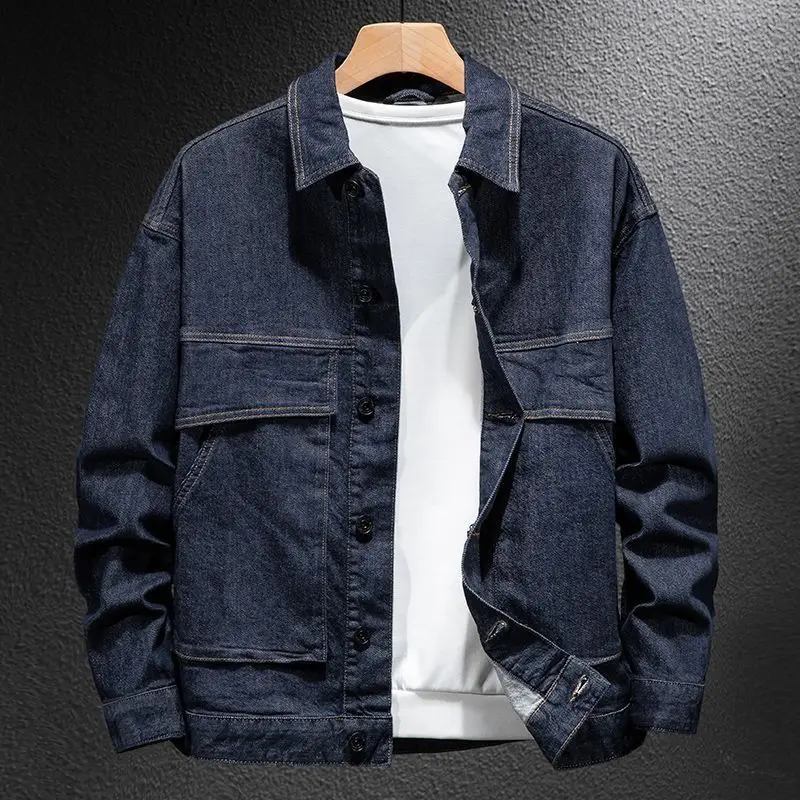 Motorcycle Male Jean Coats Autumn Plus Size Biker Men's Denim Jacket Loose Low Cost Menswear Y2k Vintage One Piece Washed Price