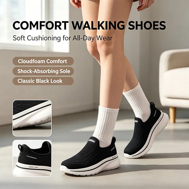Authentic Skechers GO WALK ARCH FIT N-JOY  Slip-On Shoes Breathable Ultra-Lightweight Non-Slip Sole Easy Wear Walking Sneakers 1
