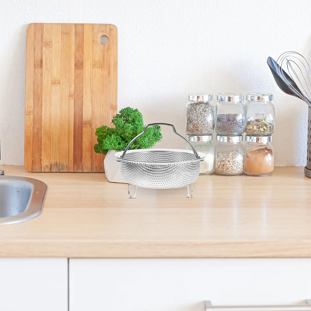 

Stainless Steel Draining Basket 22 Cm Thickened Colander Fine Mesh Filter Handle Kitchen Vegetables Fruit Steamer Insert