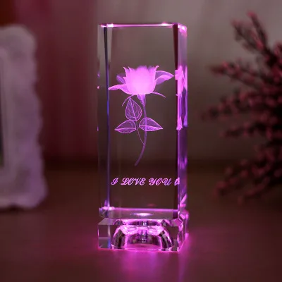 

12CM TALL - Valentine's Day Lover sweethearts Rose Figurine 3D Crystal ball statue-- best Birthday festival gift