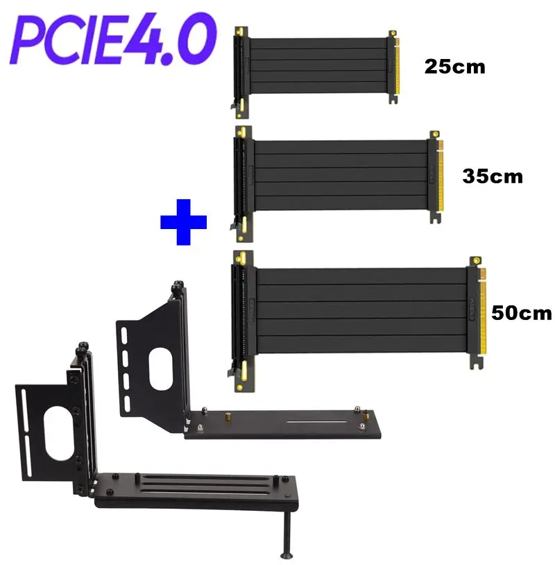 Anti Interference GPU Extension Line PC Case PCIe4.0 X16 Vertical Graphics Video Card Bracket Gen4 PCI E 4.0 Riser Cable+Holder