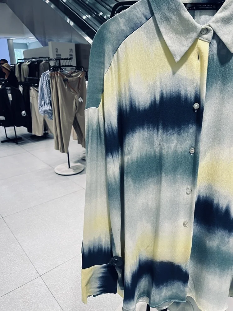 Summer New Vintage Loose Long Sve Dyed irt Women's Versatile Casual irt Regular Length Classic Collar Other 00%