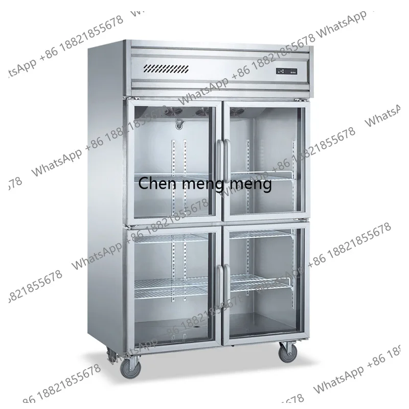 

Four-door stainless steel display cabinet, air-cooled glass door, fresh-keeping refrigerated freezer, refrigerator