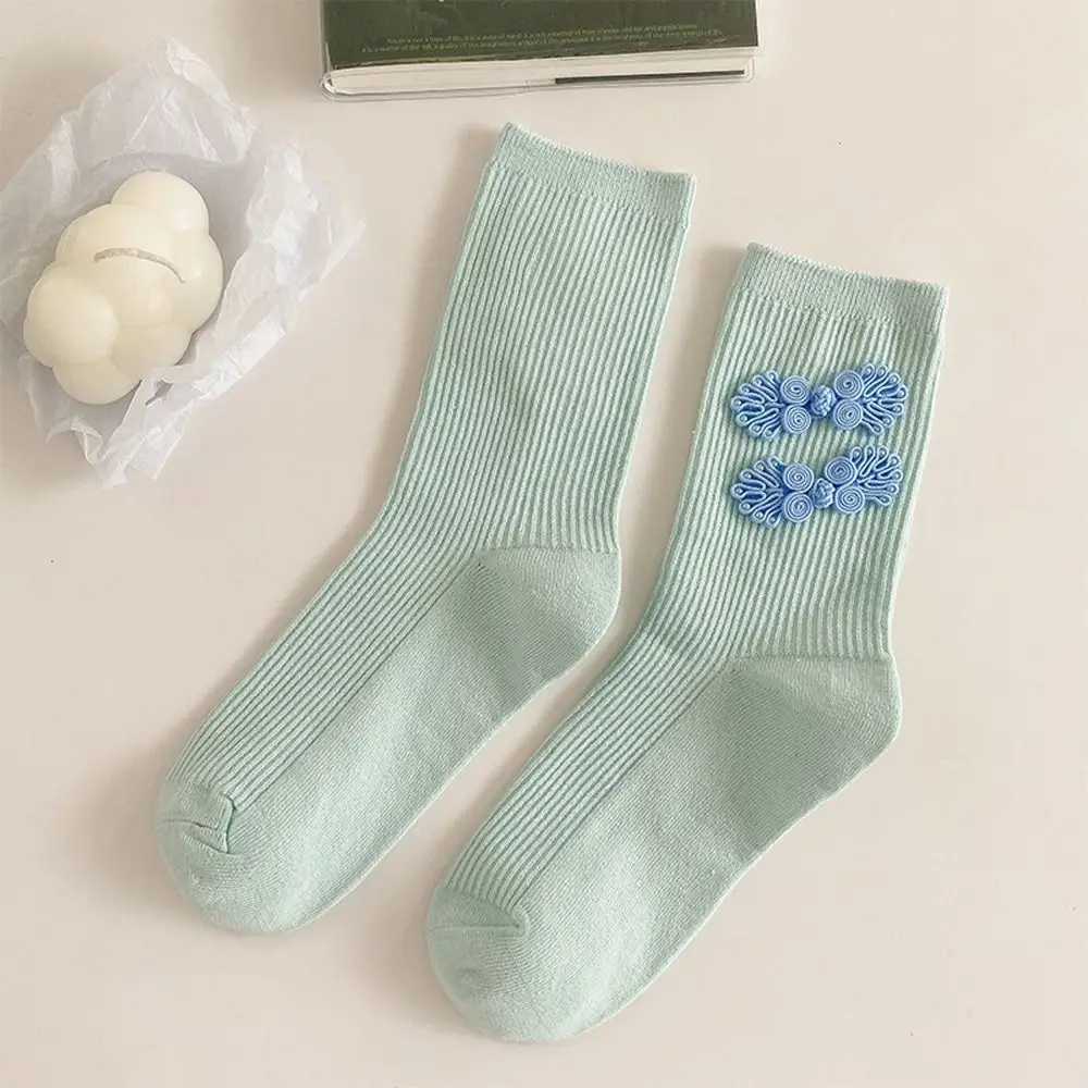 Breathable Comfortable Spring Chinese Style Autumn Chinese Frog Button Running Socks Women Short Socks Hosiery Cotton Socks