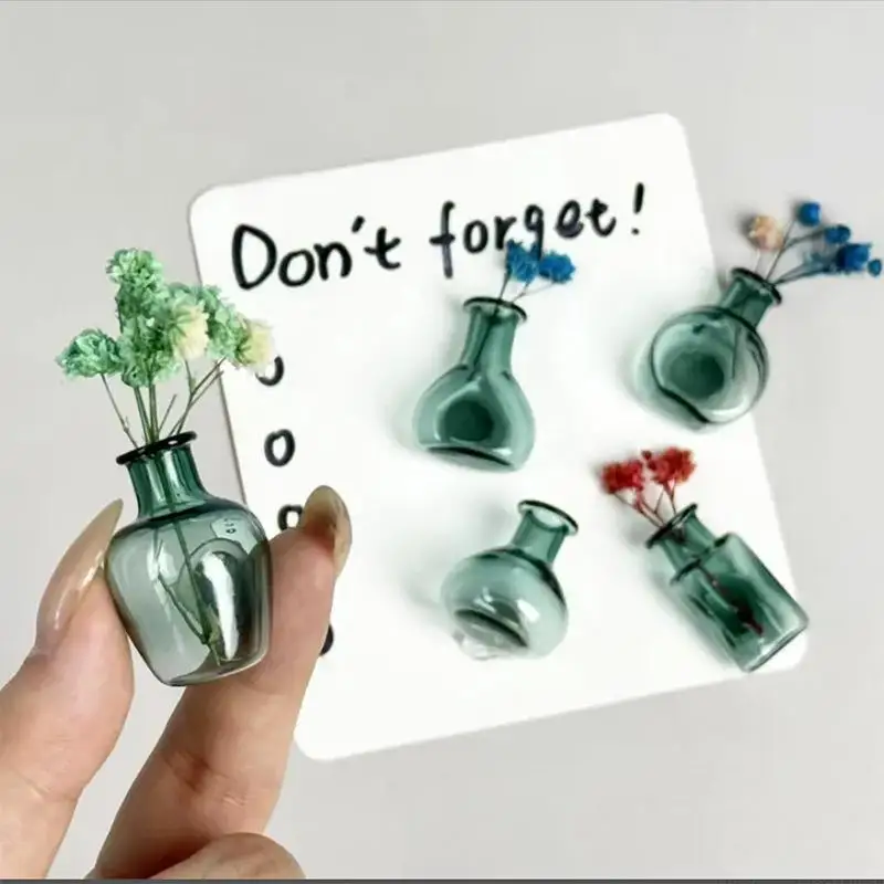 Mini-Glasvasen-Kühlschrankmagnet-Set mit starker magnetischer Haftung, sicherem Halt, klare Dekoration für Küche, Kühlschrank, Büro – Detail 15
