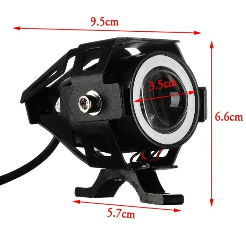 125W LED Auxiliary Motorcycle Headlight Universal 1200LM Angel Eyes U7 Mini Motorcycle Spotlights Bicycle Lamp Accessories