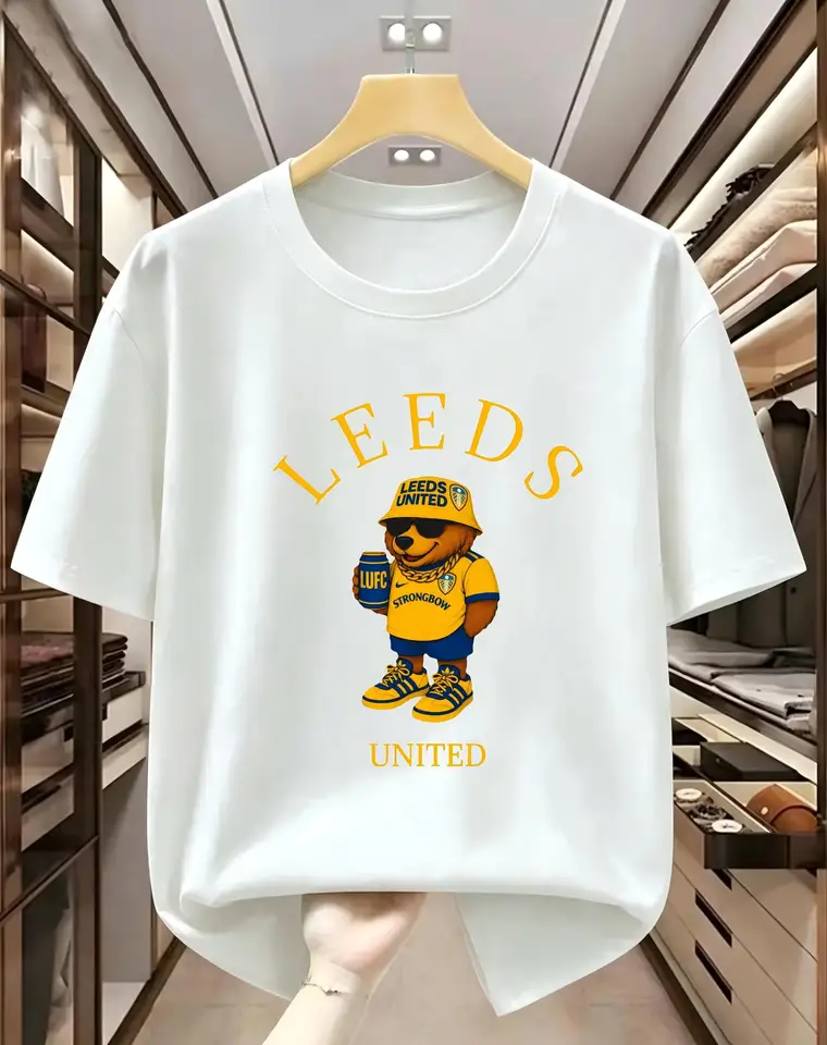 Mens Leeds United Graphic Cotton T-Shirt
