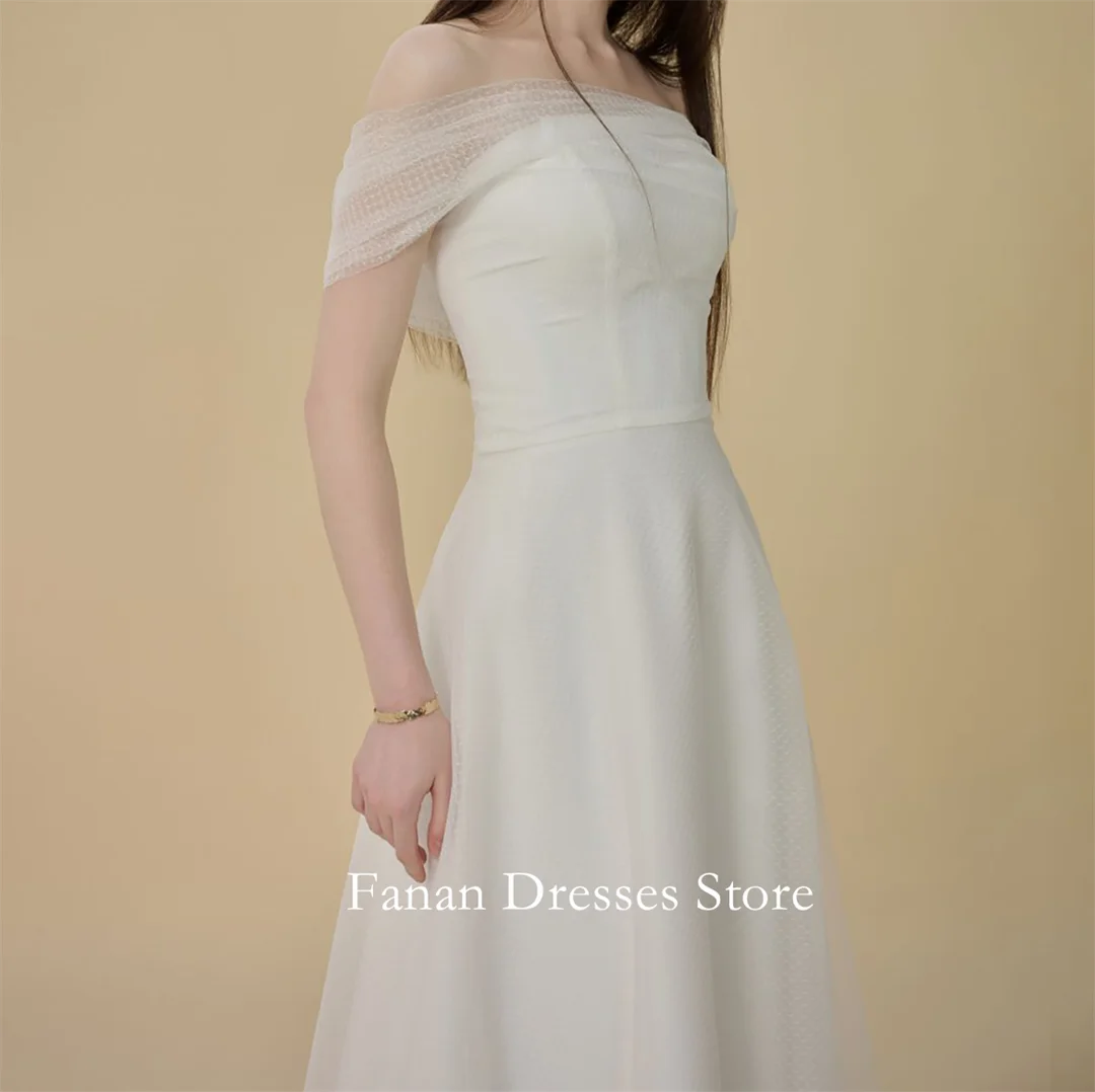 FANAN Korea One-Shoulder Organza Elegant A-Line Simple Wedding Dresses 웨딩드레스 Ruched Corset Ivory Customized Pretty  Bride G