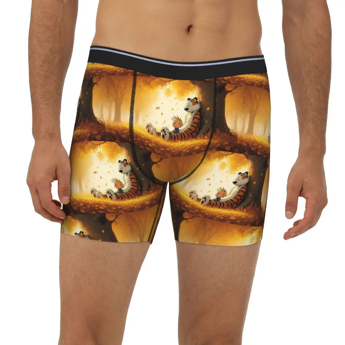 Calvin Hobbes-Calzoncillos Boxer largos clásicos, bragas cortas para hombre, ropa interior cómoda para hombre, regalo para novio