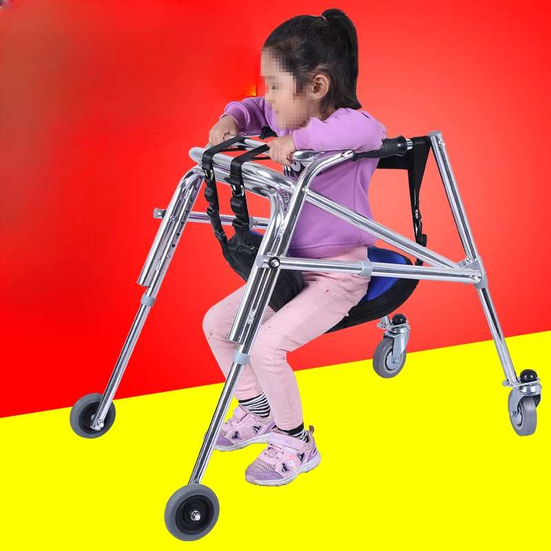 Aluminum alloy children's walker walker four-legged pulley folding one-way anti-backward tilt pull-back training