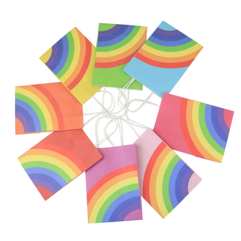 8/16 stücke Kraft Papier Geschenk Taschen Regenbogen Hochzeit Gunsten Candy Box Cookie Verpackung Handtasche Weihnachten Geburtstag Hochzeit Party liefert – Detail 4