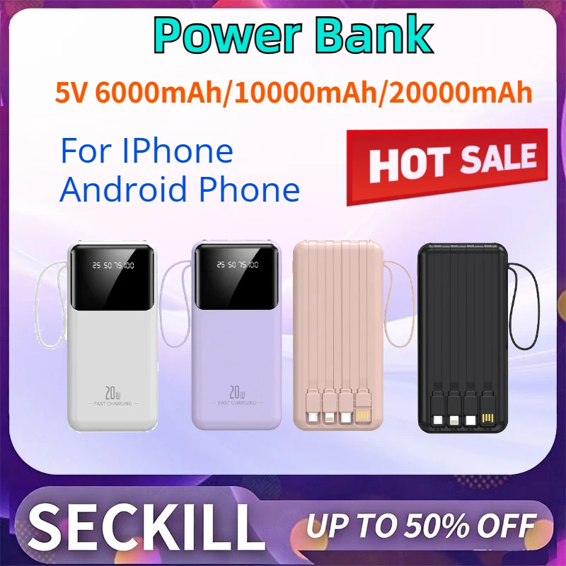 6000mAh/10000mAh/20000mAh Power Bank for IPhone Android Phone Quick Charge Powerbank Portable External Battery Charger