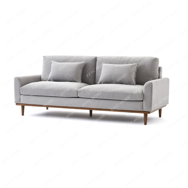 Sofa Small Apartment Living Room Gray Solid Wood Simplicity down Fabric  sofa set living room furniture