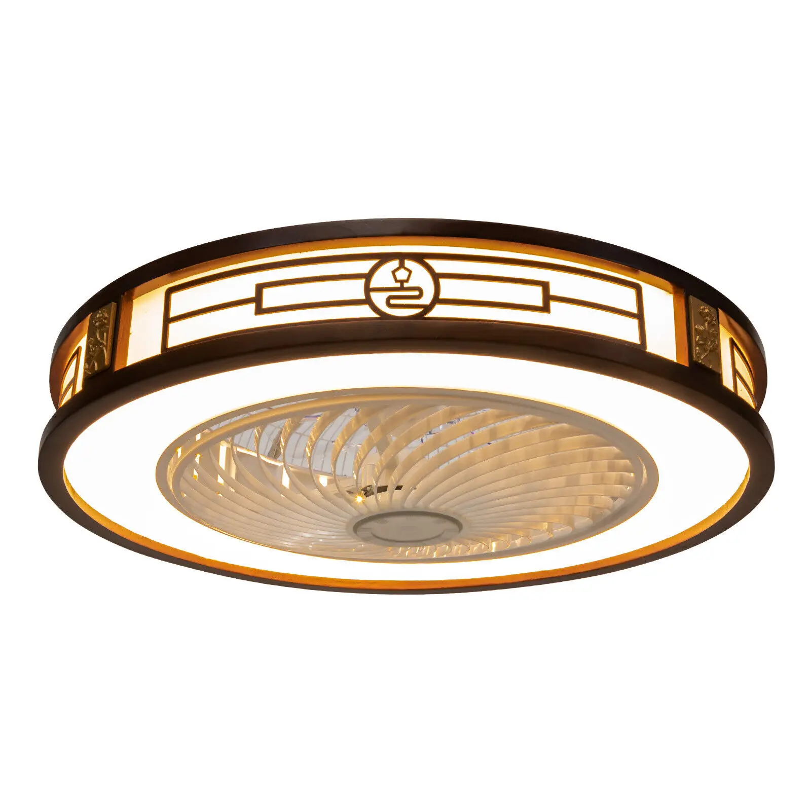 22" Invisible Ceiling Fan with Light - LED Semi Flush Mount Chandelier with Remote Control