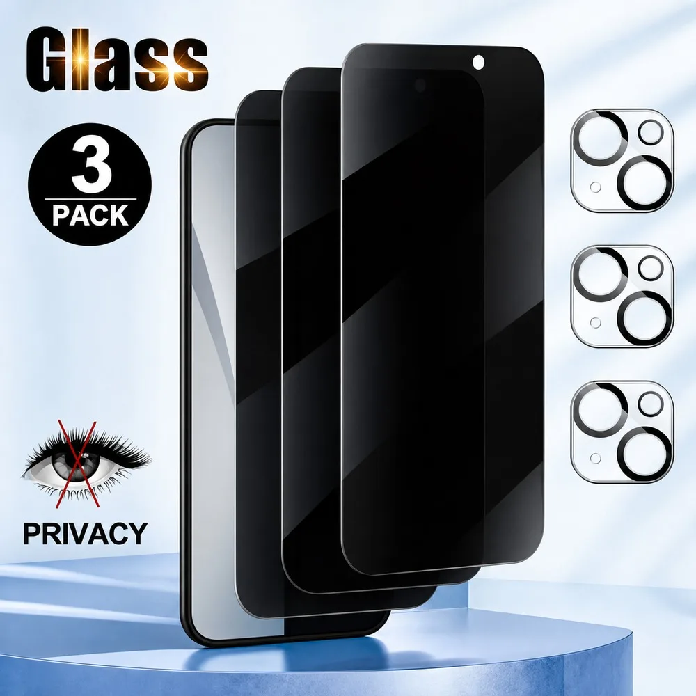 3+3PCS Sichtschutz aus gehärtetem Glas für iPhone 18, Anti-Spionage-Displayschutz für iPhone 18 Pro 18 Pro Max, Smooth Touch, kratzfest